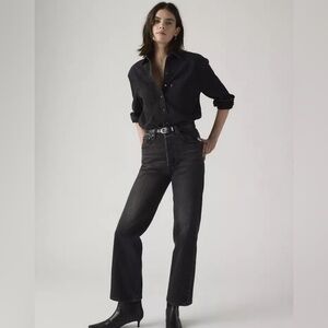 Levi's Black Ribcage Straight-Leg Jeans NWT